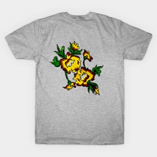 unique brown and yellow floral design T-Shirt